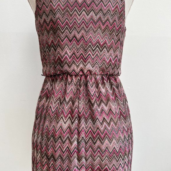As U Wish Rose Pink Chevron Zig Zag Print Sheath Dress - Picture 9 of 14